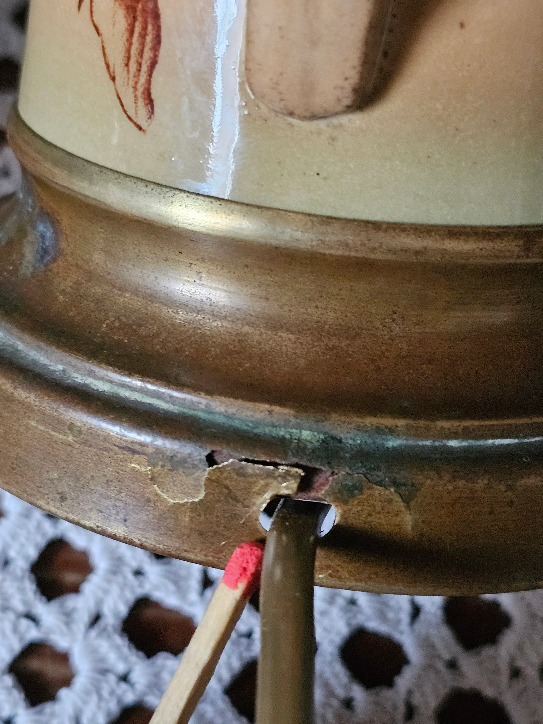 Gien electrified oil lamp, iron base, "varied flowers" model – photo 9
